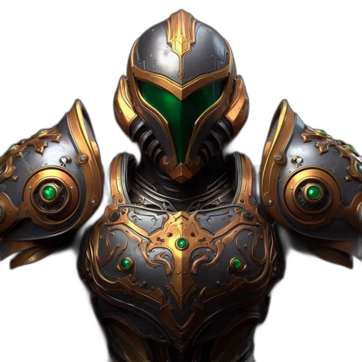 robot, mask, weapon, sword, concept art, fantasy art, 3d render, elaborate transparent PNG cut-out