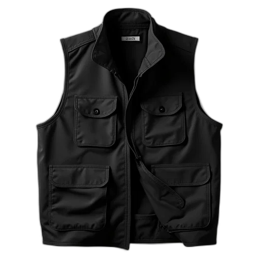 jacket, dress, monochrome, small, large, utility, vest, black transparent PNG cut-out
