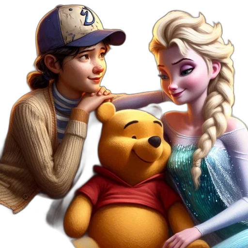 photorealistic, concept art, cartoon, fantasy art, three, animated, characters, depicted transparent PNG cut-out