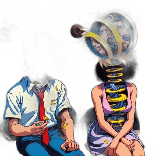 robot, hat, mask, dress, concept art, comic book art, cyberpunk, vaporwave transparent PNG cut-out