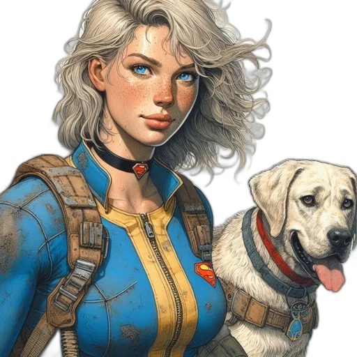 comic book art, concept art, fantasy art, pixel art, blonde-haired, woman, blue, eyes transparent PNG cut-out