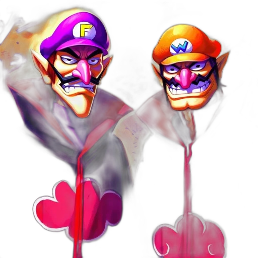 mask, staff, concept art, 3d render, vaporwave, pixel art, two, iconic transparent PNG cut-out