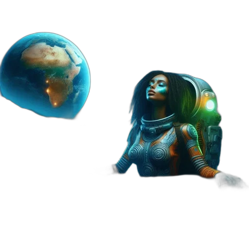 creature, robot, concept art, fantasy art, 3d render, pixel art, outer space, underwater transparent PNG cut-out