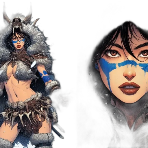 fantasy art, concept art, comic book art, 3d render, blue, warrior, woman, stands transparent PNG cut-out