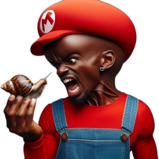face, food, animal, concept art, 3d render, photorealistic, diverse, mario transparent PNG cut-out
