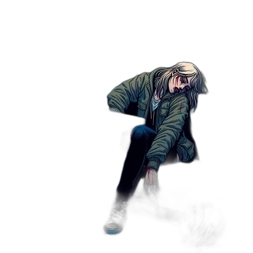 jacket, creature, weapon, shoes, watercolor, concept art, cyberpunk, photorealistic transparent PNG cut-out