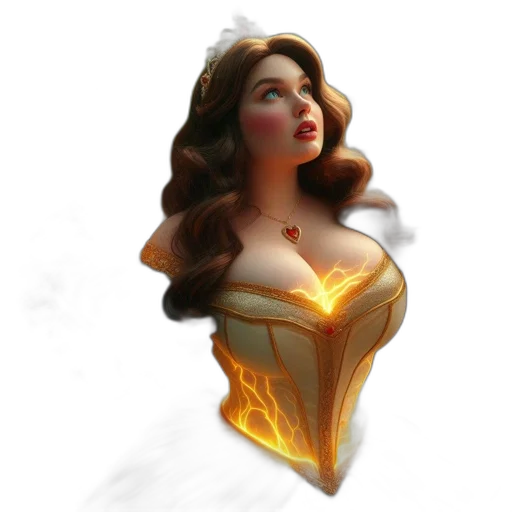 dress, crown, jewelry, 3d render, fantasy art, concept art, photorealistic, golden transparent PNG cut-out