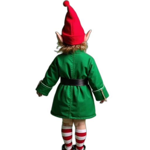 hat, staff, dress, green, christmas, elf, costume, red transparent PNG cut-out