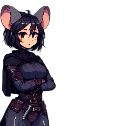 staff, jacket, animal, weapon, pixel art, concept art, anime, cyberpunk transparent PNG cut-out