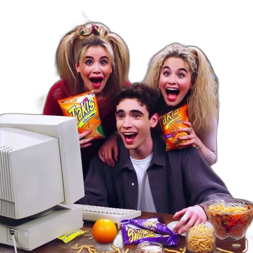food, vaporwave, vintage-styled, room, young, man, reacts, surprise transparent PNG cut-out
