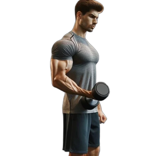 weapon, 3d render, concept art, man, performs, bicep, curl, modern transparent PNG cut-out