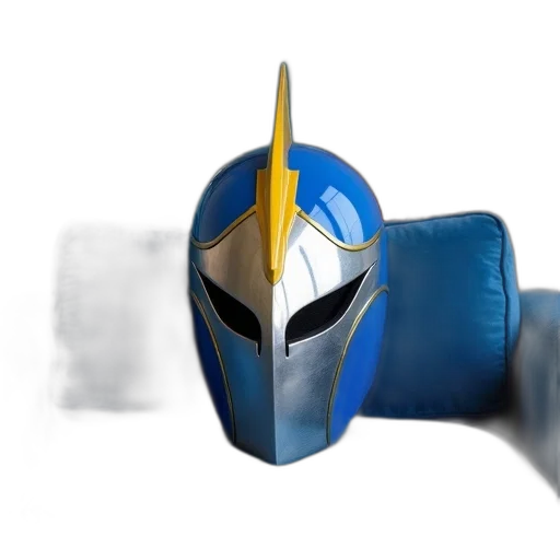 mask, robot, weapon, crown, 3d render, concept art, photorealistic, fantasy art transparent PNG cut-out