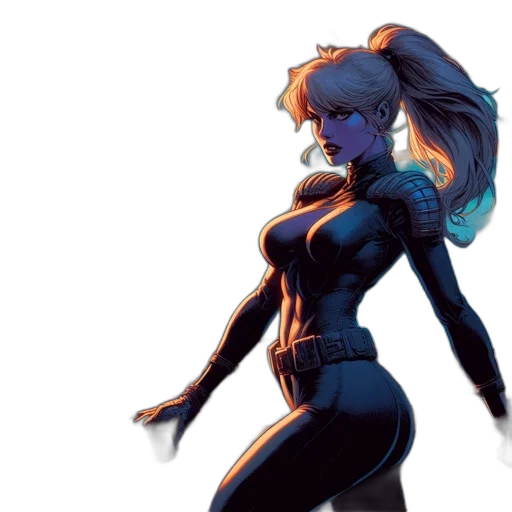 comic book art, concept art, cartoon, anime, blue, dark, futuristic, setting transparent PNG cut-out