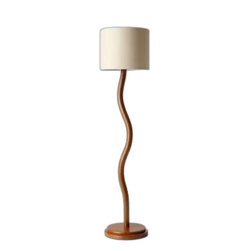 furniture, staff, 3d render, earth tones, wooden, floor, lamp, curved transparent PNG cut-out