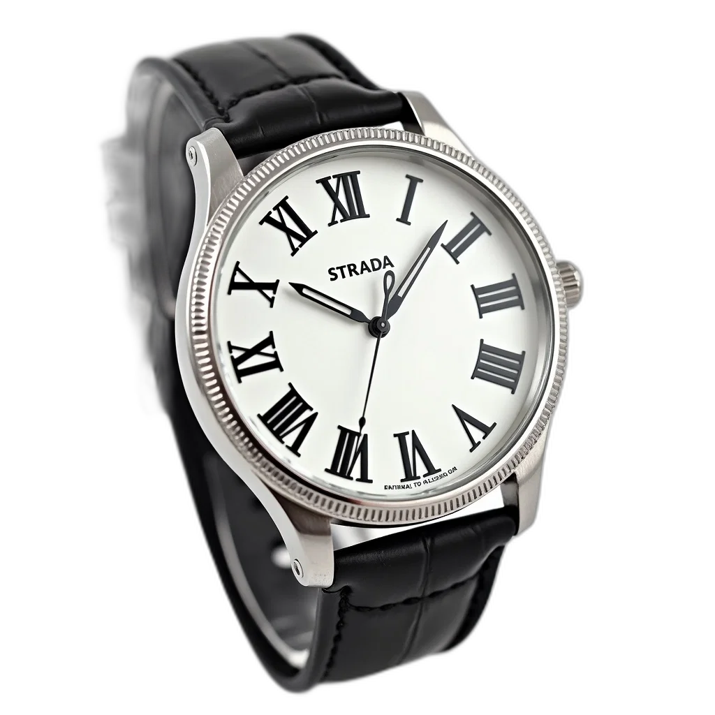 jewelry, photorealistic, 3d render, silver, black, wristwatch, white, dial transparent PNG cut-out