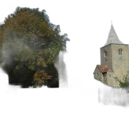 building, crown, 3d render, concept art, photorealistic, fantasy art, fog, forest transparent PNG cut-out