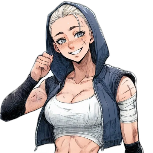 jacket, staff, anime, cartoon, comic book art, concept art, monochrome, blue transparent PNG cut-out