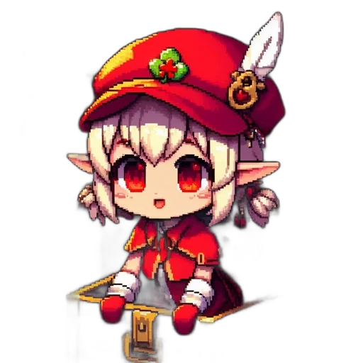 staff, weapon, dragon, hat, pixel art, anime, fantasy art, concept art transparent PNG cut-out