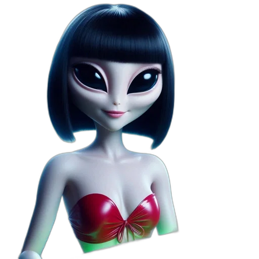 robot, dress, creature, 3d render, concept art, cartoon, fantasy art, outer space transparent PNG cut-out