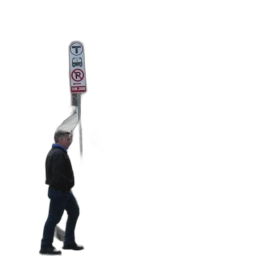 staff, umbrella, robot, jacket, concept art, photorealistic, city street, man transparent PNG cut-out