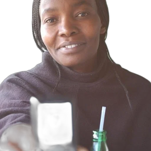 staff, woman, holding, phone transparent PNG cut-out