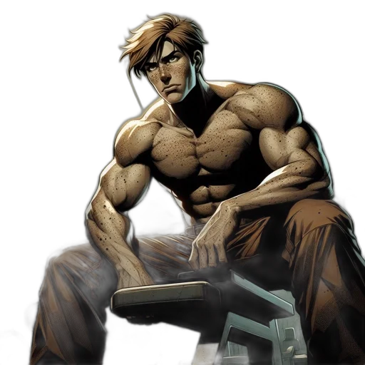 comic book art, concept art, fantasy art, cyberpunk, earth tones, dimly, lit, gym transparent PNG cut-out