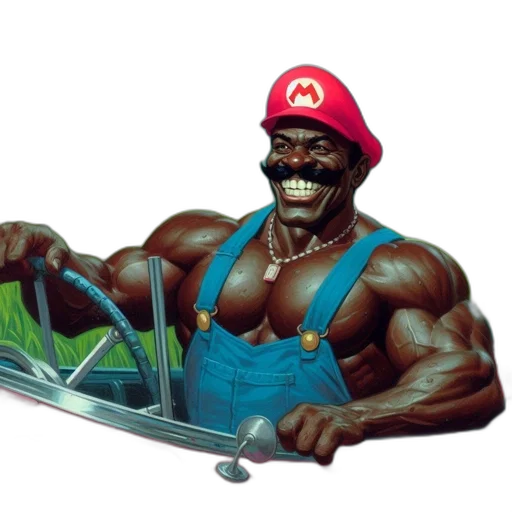 weapon, hat, car, sword, concept art, vaporwave, 3d render, comic book art transparent PNG cut-out