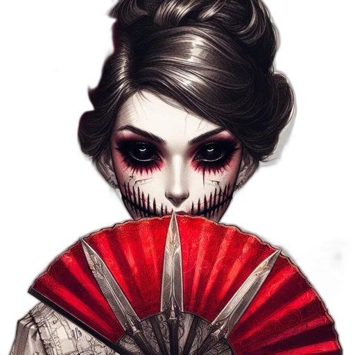 mask, face, dress, fantasy art, comic book art, concept art, watercolor, red transparent PNG cut-out