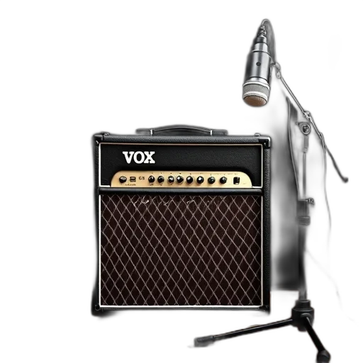 photorealistic, black, amplifier, brand, name, vox, front, panel transparent PNG cut-out