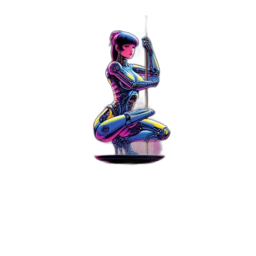 jewelry, robot, staff, dress, vaporwave, cyberpunk, 3d render, concept art transparent PNG cut-out