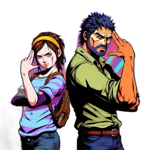 jacket, comic book art, concept art, anime, cartoon, colorful, neon, golden transparent PNG cut-out