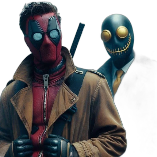 mask, jacket, concept art, comic book art, 3d render, cyberpunk, red, dark transparent PNG cut-out