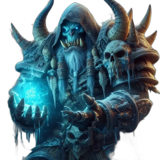 staff, mask, face, weapon, concept art, fantasy art, pixel art, blue transparent PNG cut-out
