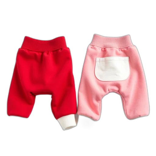 red, pair, pink, dog, pants, white, trim, displayed transparent PNG cut-out