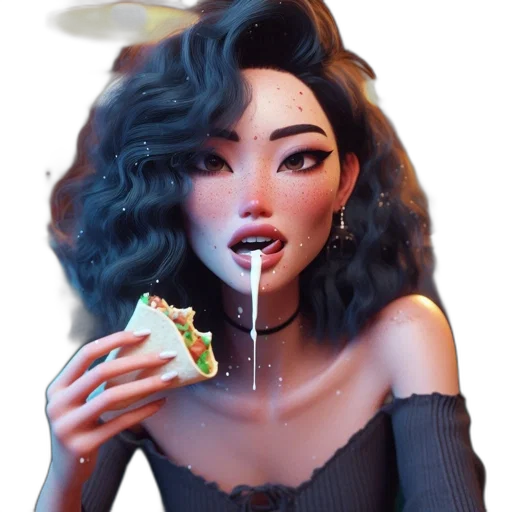 food, dress, face, jewelry, concept art, fantasy art, cartoon, photorealistic transparent PNG cut-out