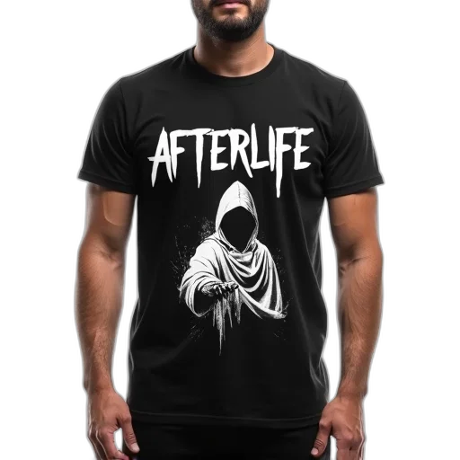 3d render, cyberpunk, monochrome, man, wearing, black, t-shirt, white transparent PNG cut-out