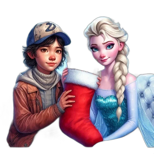 fantasy art, concept art, pixel art, watercolor, snow, pastel, two, animated transparent PNG cut-out