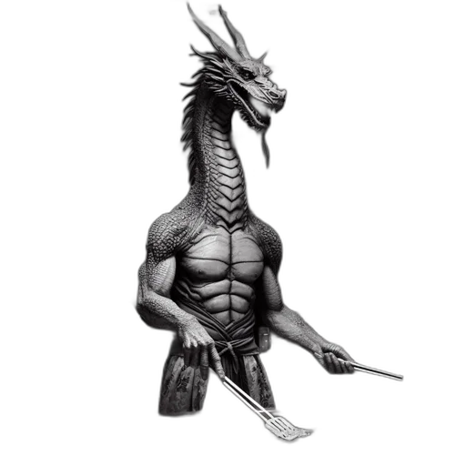 dragon, creature, animal, staff, fantasy art, concept art, pixel art, photorealistic transparent PNG cut-out