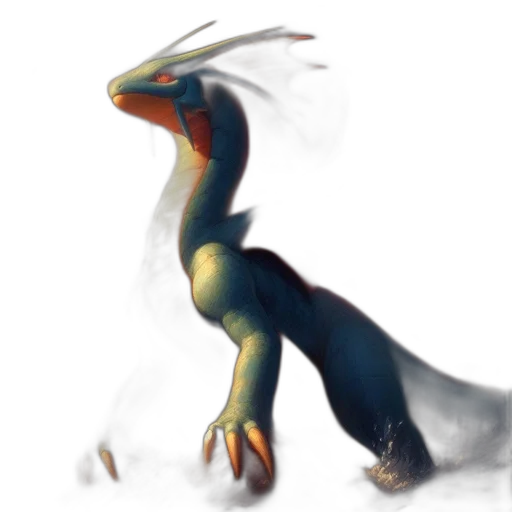 dragon, creature, animal, staff, concept art, fantasy art, watercolor, 3d render transparent PNG cut-out