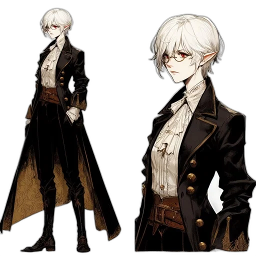 jacket, staff, concept art, fantasy art, pixel art, dark, monochrome, earth tones transparent PNG cut-out