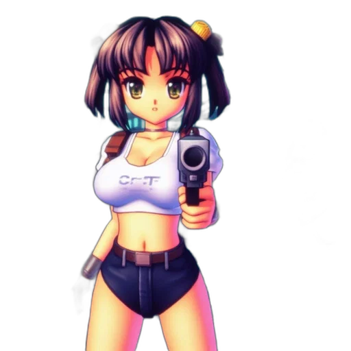 weapon, staff, robot, pixel art, anime, concept art, cartoon, neon lights transparent PNG cut-out