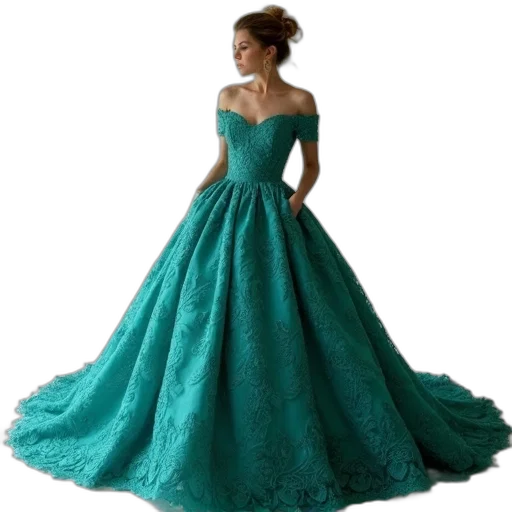dress, crown, photorealistic, green transparent PNG cut-out