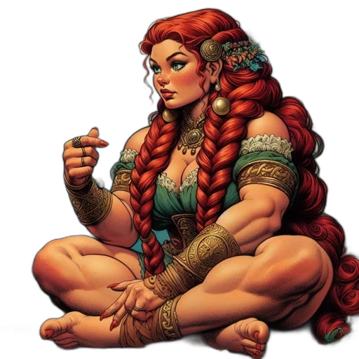 jewelry, fantasy art, comic book art, concept art, pixel art, female, character, red transparent PNG cut-out