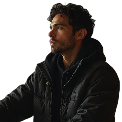 jacket, staff, face, photorealistic, concept art, director, actor, gaelr transparent PNG cut-out