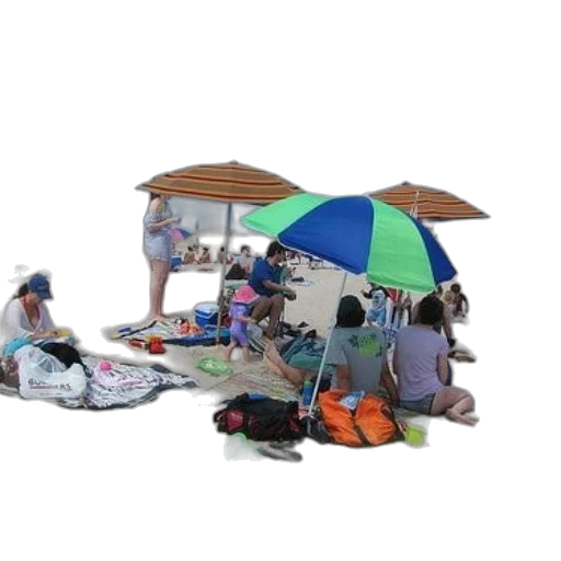 umbrella, furniture, 3d render, beach, lively, scene, people, enjoying transparent PNG cut-out