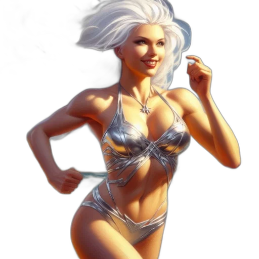 fantasy art, concept art, comic book art, pixel art, woman, long, white, hair transparent PNG cut-out