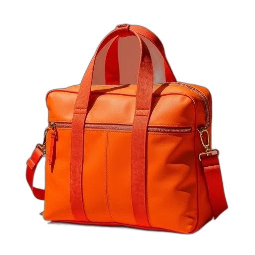 3d render, red, atomic, weekend, bag, orange transparent PNG cut-out