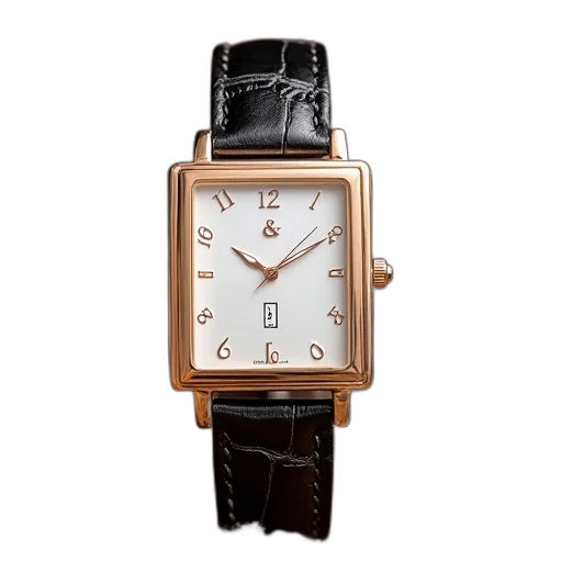 jewelry, elegant, quartz, watch, square, face, leather, strap transparent PNG cut-out