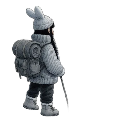 jacket, hat, robot, staff, 3d render, concept art, fantasy art, pixel art transparent PNG cut-out