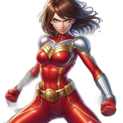 comic book art, concept art, fantasy art, cartoon, female, superhero, character, red transparent PNG cut-out